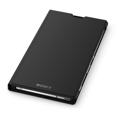 Oficialius Sony Xperia T3 Style Cover Stand juodas atverčiamas dėklas SCR16 / Priedai.lt