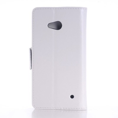 Microsoft Lumia 640 atverčiamas baltas odinis dėklas - piniginė / Priedai.lt