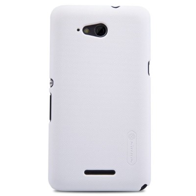 Sony Xperia E4g Nillkin Frosted Shield baltas plastikinis dėklas + apsauginė ekrano plėvelė / Priedai.lt