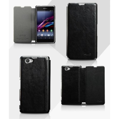 „Kalaideng“ Enland Sony Xperia Z1 Compact juodas odinis atverčiamas dėklas / Priedai.lt