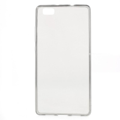 Huawei P8 Lite skaidrus (permatomas) kieto silikono TPU ploniausias pasaulyje pilkas dėklas / Priedai.lt