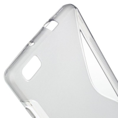 Huawei P8 Lite skaidrus (permatomas) kieto silikono TPU pilkas dėklas - nugarėlė / Priedai.lt