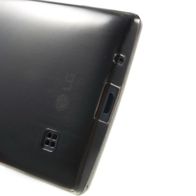 LG Spirit 4G LTE skaidrus (permatomas) kieto silikono TPU ploniausias pasaulyje pilkas dėklas / Priedai.lt