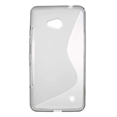 Microsoft Lumia 640 skaidrus (permatomas) kieto silikono TPU pilkas dėklas - nugarėlė / Priedai.lt