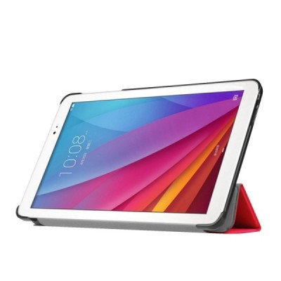 Huawei MediaPad T1 10 atverčiamas raudonas odinis dėklas - knygutė (sulankstomas) / Priedai.lt