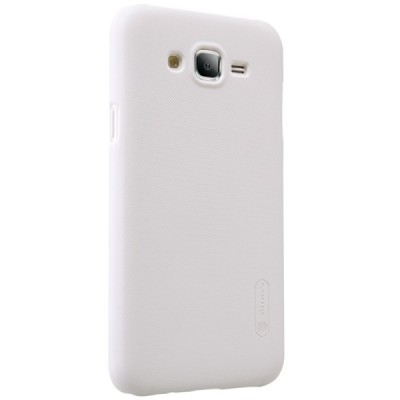 Samsung Galaxy J5 Nillkin Frosted Shield baltas plastikinis dėklas + apsauginė ekrano plėvelė / Priedai.lt