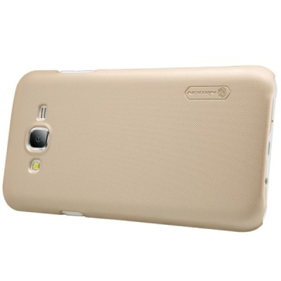 Samsung Galaxy J5 Nillkin Frosted Shield auksinis plastikinis dėklas + apsauginė ekrano plėvelė / Priedai.lt