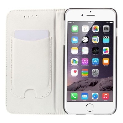Apple iPhone 6 Plus solidus atverčiamas smėlio (dramblio kaulo) spalvos odinis dėklas - knygutė / Priedai.lt
