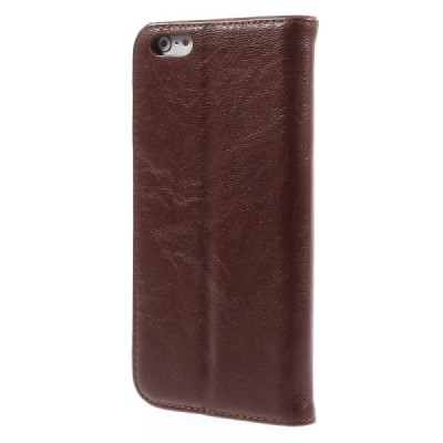 Apple iPhone 6 Plus solidus atverčiamas rudas odinis dėklas - knygutė / Priedai.lt