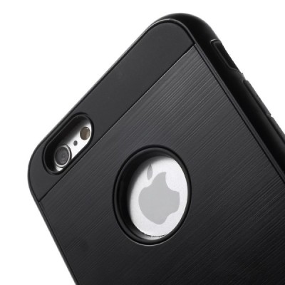 Sustiprintos apsaugos Apple iPhone 6 Plus (6s Plus) juodas kieto silikono (TPU) ir plastiko dėklas / Priedai.lt