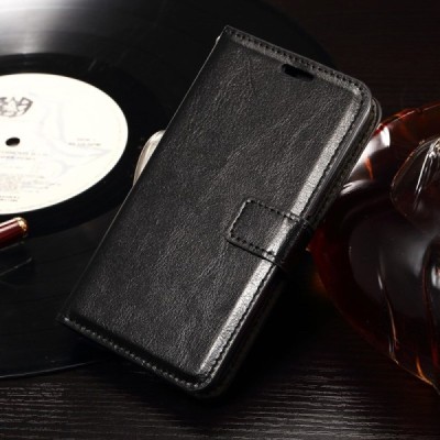 Sony Xperia E4g atverčiamas juodas odinis dėklas - piniginė / Priedai.lt