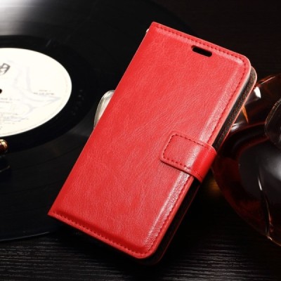 Sony Xperia E4g atverčiamas raudonas odinis dėklas - piniginė / Priedai.lt