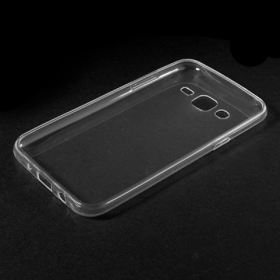 Samsung Galaxy J5 (J500) skaidrus (permatomas) kieto silikono TPU ploniausias pasaulyje bespalvis dėklas / Priedai.lt