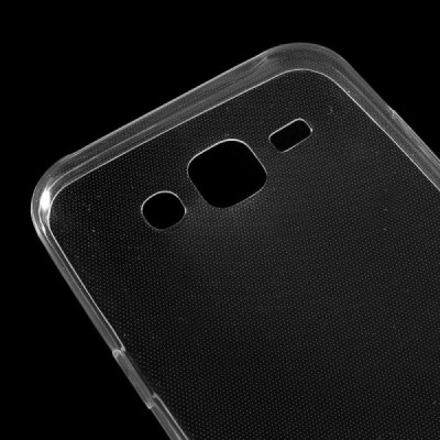 Samsung Galaxy J5 (J500) skaidrus (permatomas) kieto silikono TPU ploniausias pasaulyje bespalvis dėklas / Priedai.lt