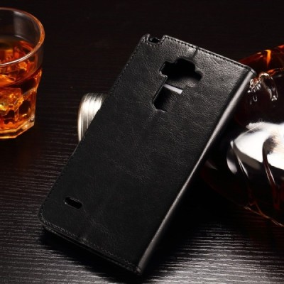 LG G4 Stylus (H635) atverčiamas juodas odinis dėklas - piniginė / Priedai.lt