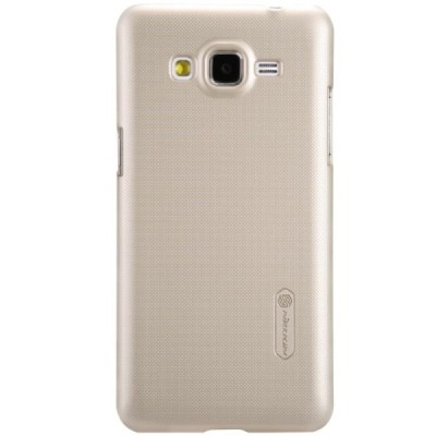 Samsung Galaxy Grand Prime (G530) Nillkin Frosted Shield auksinis plastikinis dėklas + apsauginė ekrano plėvelė / Priedai.lt