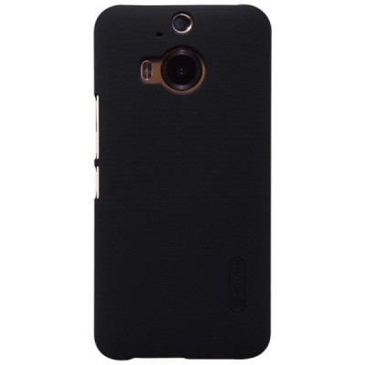 HTC One M9+ Plus Nillkin Frosted Shield juodas plastikinis dėklas + apsauginė ekrano plėvelė / Priedai.lt
