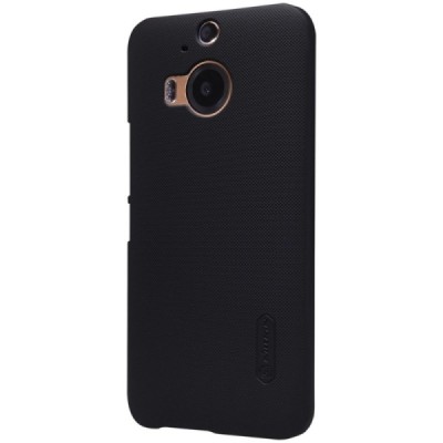 HTC One M9+ Plus Nillkin Frosted Shield juodas plastikinis dėklas + apsauginė ekrano plėvelė / Priedai.lt