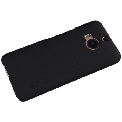 HTC One M9+ Plus Nillkin Frosted Shield juodas plastikinis dėklas + apsauginė ekrano plėvelė / Priedai.lt