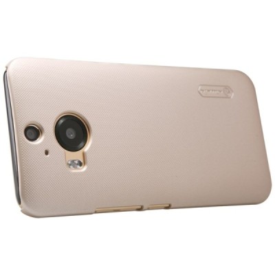 HTC One M9+ Plus Nillkin Frosted Shield auksinis plastikinis dėklas + apsauginė ekrano plėvelė / Priedai.lt