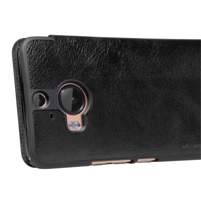 Prabangus „Nillkin“ Qin serijos juodas odinis atverčiamas HTC One M9+ Plus dėklas / Priedai.lt