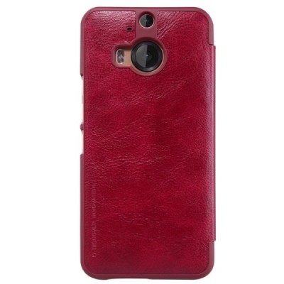 Prabangus „Nillkin“ Qin serijos raudonas odinis atverčiamas HTC One M9+ Plus dėklas / Priedai.lt