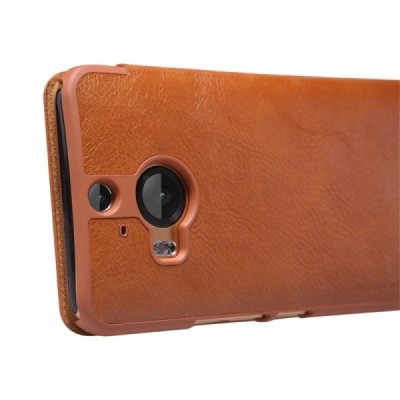 Prabangus „Nillkin“ Qin serijos rudas odinis atverčiamas HTC One M9+ Plus dėklas / Priedai.lt