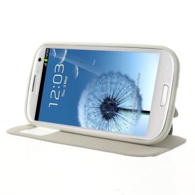 Samsung Galaxy S3 View Window atverčiamas baltas dėklas / Priedai.lt