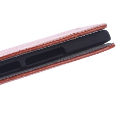 HTC One M9 solidus atverčiamas rudas odinis dėklas - knygutė / Priedai.lt