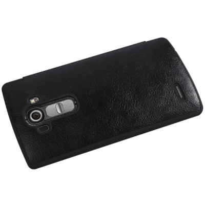 Prabangus „Nillkin“ Qin serijos juodas odinis atverčiamas LG G4 (H815) dėklas / Priedai.lt