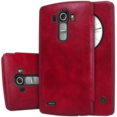 Prabangus „Nillkin“ Qin serijos raudonas odinis atverčiamas LG G4 (H815) dėklas / Priedai.lt
