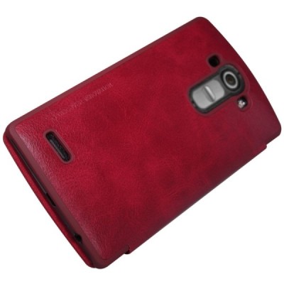 Prabangus „Nillkin“ Qin serijos raudonas odinis atverčiamas LG G4 (H815) dėklas / Priedai.lt