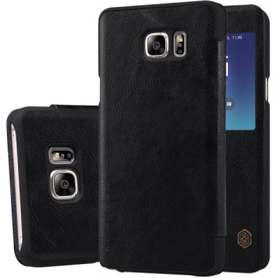 Prabangus „Nillkin“ Qin serijos juodas odinis atverčiamas Samsung Galaxy Note 5 (N920) dėklas / Priedai.lt