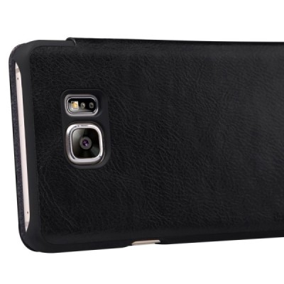 Prabangus „Nillkin“ Qin serijos juodas odinis atverčiamas Samsung Galaxy Note 5 (N920) dėklas / Priedai.lt