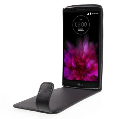 LG G Flex 2 (H955) klasikinis vertikaliai atverčiamas juodas odinis dėklas / Priedai.lt