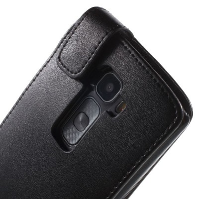 LG G Flex 2 (H955) klasikinis vertikaliai atverčiamas juodas odinis dėklas / Priedai.lt