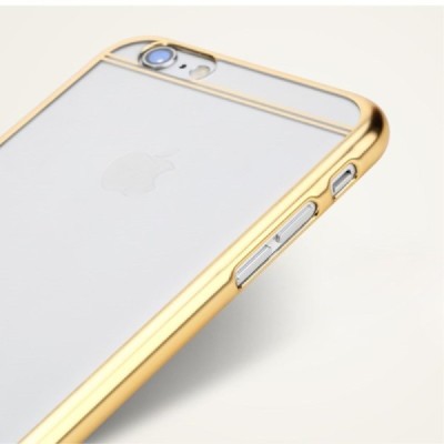 Apple iPhone 6 (6s) Rock Neon plastikinis skaidrus permatomas auksinis dėklas / Priedai.lt
