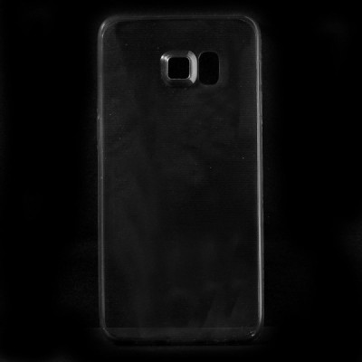 Samsung Galaxy S6 Edge+ Plus (G928) skaidrus (permatomas) kieto silikono TPU ploniausias pasaulyje pilkas dėklas / Priedai.lt