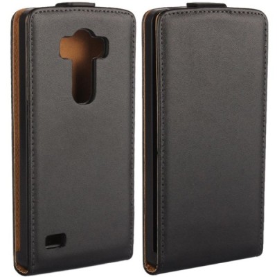 LG G4s (H735) klasikinis vertikaliai atverčiamas juodas odinis dėklas / Priedai.lt