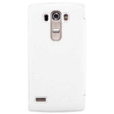 Prabangus „Nillkin“ Qin serijos baltas odinis atverčiamas LG G4s Beat (H735) dėklas / Priedai.lt