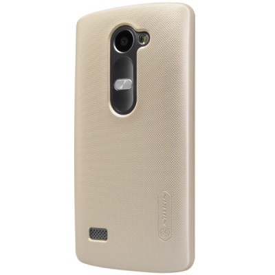 LG Leon G4 LTE (H340, H320) Nillkin Frosted Shield auksinis plastikinis dėklas + apsauginė ekrano plėvelė / Priedai.lt