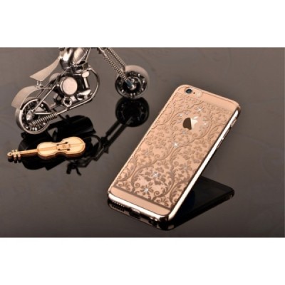 Apple iPhone 6 (6s) Devia Crystal Baroque Swarovski plastikinis skaidrus permatomas auksinis dėklas / Priedai.lt