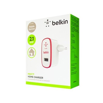 „Belkin“ MIXIT↑™ Wall Charger kelioninis (sieninis) tinklo įkroviklis - baltas / raudonas (2100 mA) / Priedai.lt