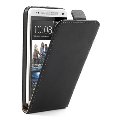Atverčiamas HTC One mini juodas odinis dėklas / Priedai.lt