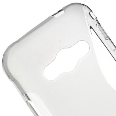Samsung Galaxy Xcover 3 (G388) skaidrus (permatomas) kieto silikono TPU pilkas dėklas - nugarėlė / Priedai.lt