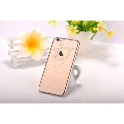 Apple iPhone 6s Plus Devia Crystal Garland Swarovski plastikinis skaidrus permatomas auksinis dėklas su kristalais / Priedai.lt