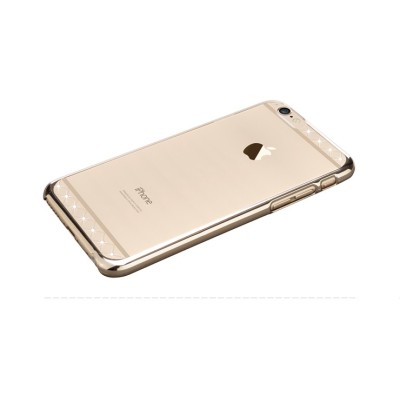 Apple iPhone 6s Plus X-Fitted Crystal Lace Swarovski plastikinis skaidrus permatomas auksinis dėklas su kristalais / Priedai.lt