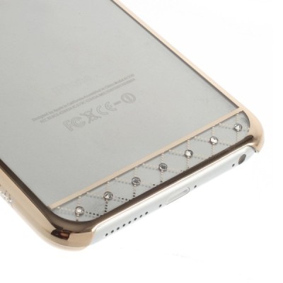 Apple iPhone 6s Plus X-Fitted Crystal Lace Swarovski plastikinis skaidrus permatomas auksinis dėklas su kristalais / Priedai.lt