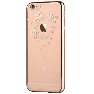 Apple iPhone 6 (6s) Devia Crystal Garland Swarovski plastikinis skaidrus permatomas auksinis dėklas su kristalais / Priedai.lt