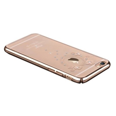 Apple iPhone 6 (6s) Devia Crystal Garland Swarovski plastikinis skaidrus permatomas auksinis dėklas su kristalais / Priedai.lt